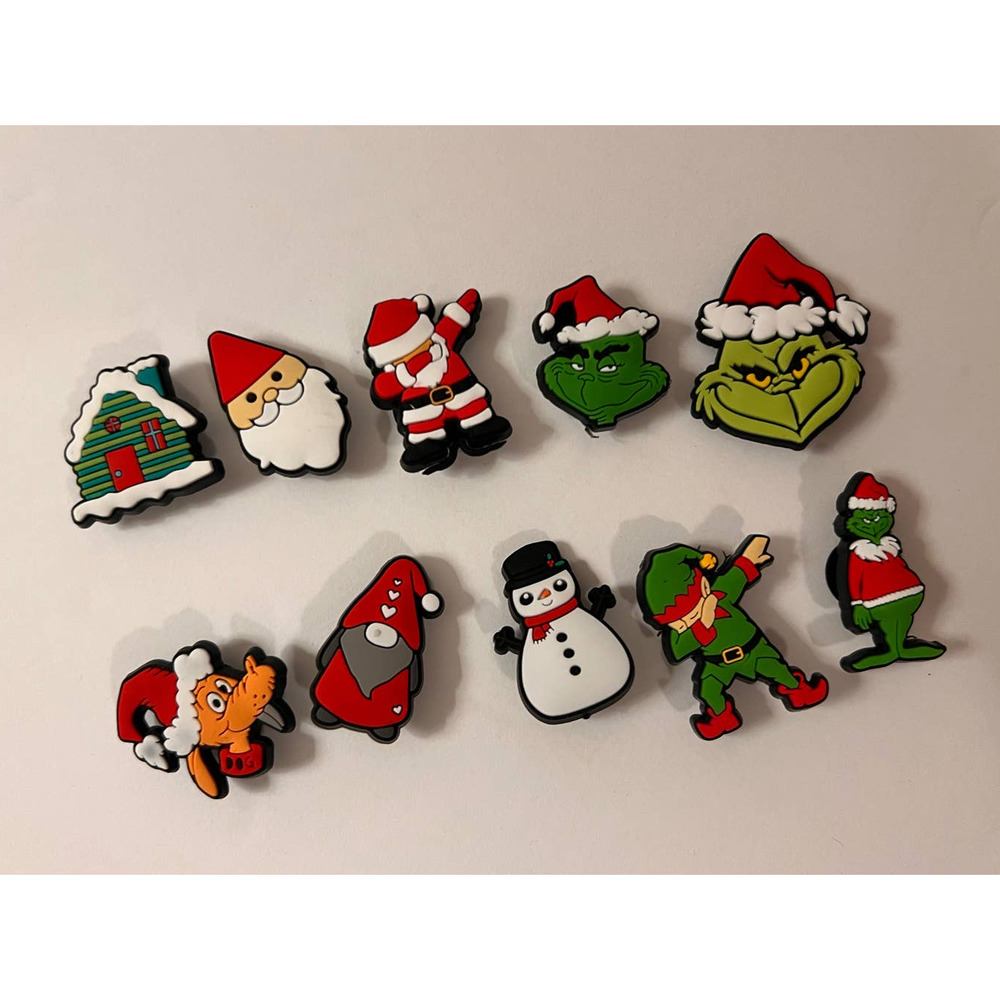 Christmas Croc/Shoe Charms 10 Newโ in Package Ginch Santa Snowman